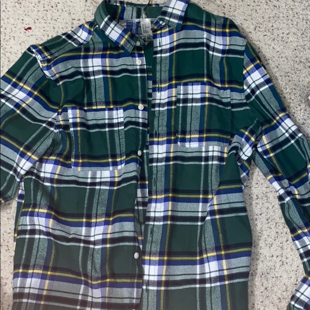 H and M green flannel
